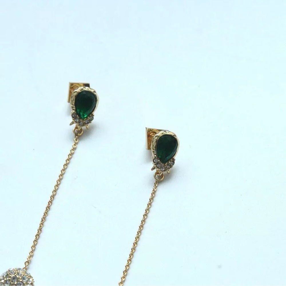 Alexis Bittar Gold and Green Drop Earrings - Picture 6 of 7